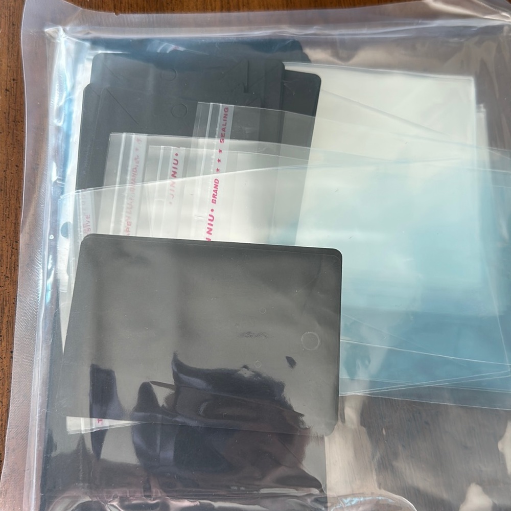 Black jewelry cards and sealable poly bags